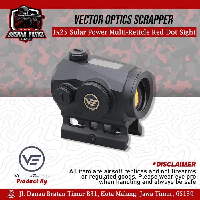 Gambar VECTOR OPTICS Scrapper 1x25 Solar Power Multi Reticle Red Dot Sight dari Hosana Putra Airsoft Malang undefined Tokopedia