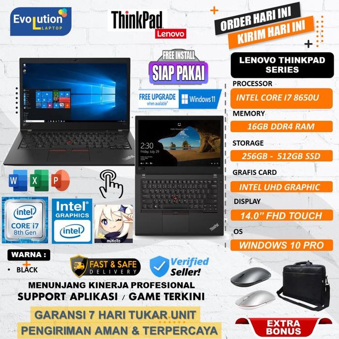 Jual Laptop Lenovo Thinkpad T480 T480S Core i7 8650U 14 inch FHD