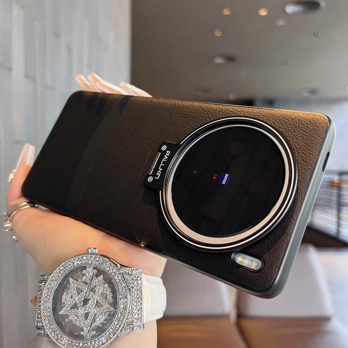 Gambar Metal Lens Bracket Block Color Leather Case for Vivo X100 X100S Pro X100pro Soft Phone Cover with Desktop Stand - Hitam, X100 dari Pear' Case undefined Tokopedia