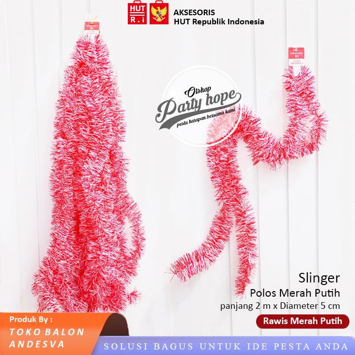 Jual Slinger merah putih / slinger tinsel hiasan agustus / slinger ...