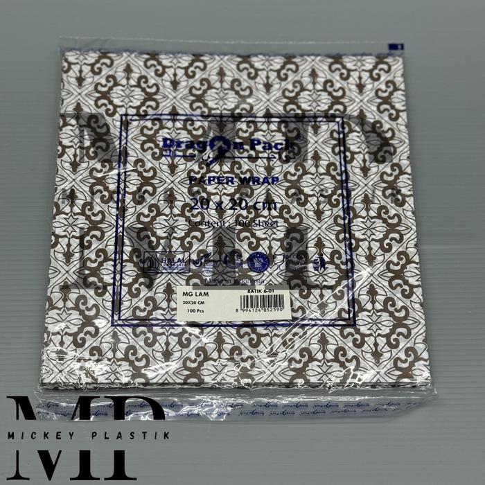 Gambar ISI 100 PCS / KERTAS NASI MOTIF 20x20 CM PAPER WRAP PRINTING LAMINASI FOOD BURGER - BATIK, 20 x 20 dari Mickey.Plastik undefined Tokopedia