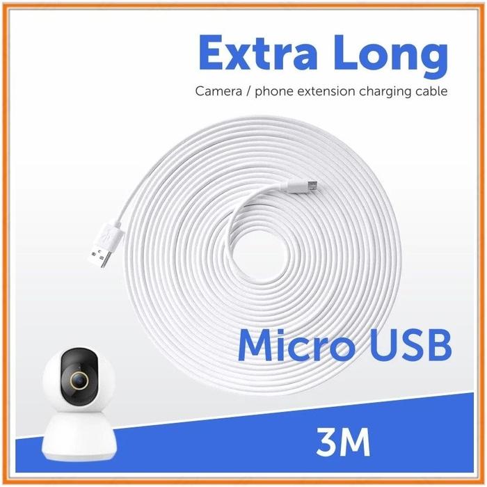 Gambar Kabel TYPE C / MICRO USB Charger 3 - 5 - 10 Meter utk Kamera CCTV IP Camera dll - MICROUSB 3M dari Expectrum undefined Tokopedia