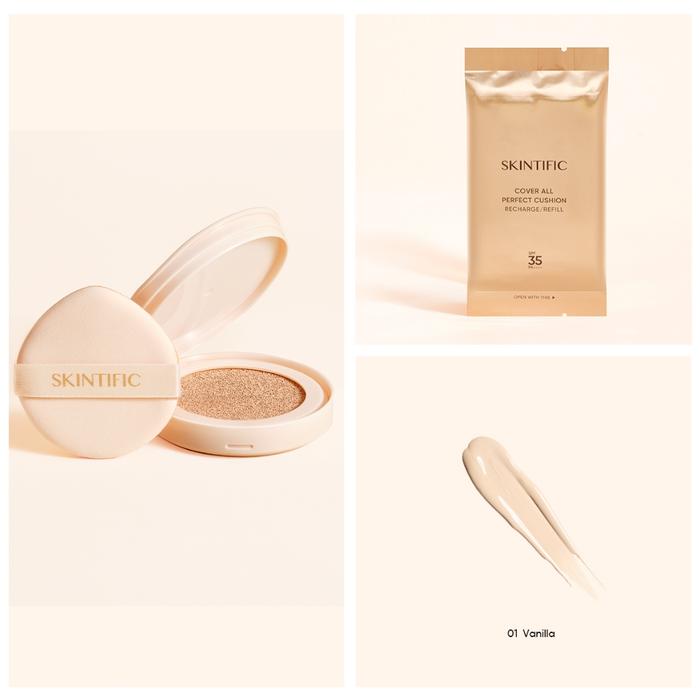 Gambar SKINTIFIC COVER ALL PERFECT CUSHION - BB Cushion High Coverage Dengan Formula Ringan Tahan Lama - REFF 01 VANILLA dari jselectiv by JHON Putra Kosmetik undefined Tokopedia