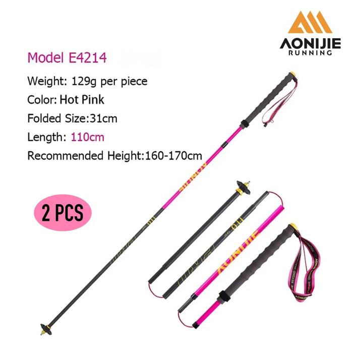 Gambar Aonijie Foldable Carbon Trekking Pole E4214 - Trail Running Hiking Outdoor - PINK - 110 CM (2PCS) dari Aonijie Indonesia undefined Tokopedia