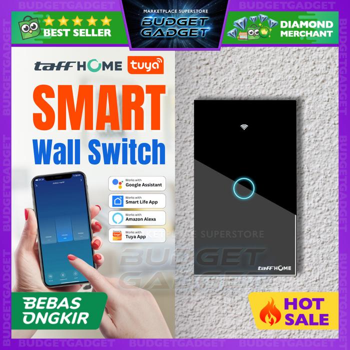 Jual TaffHOME Tuya Saklar Lampu Wireless WiFi Smart Wall Switch Touch ...
