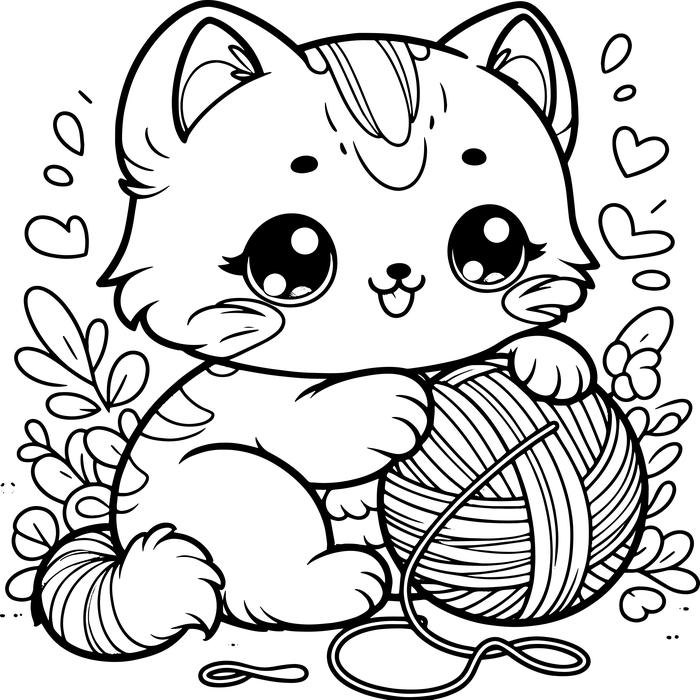 Gambar Gambar seekor kucing yang lucu sedang bermain dengan bola benang cocok untuk pola buku mewarnai anak TK - gambar 1 dari InfoHub undefined Tokopedia