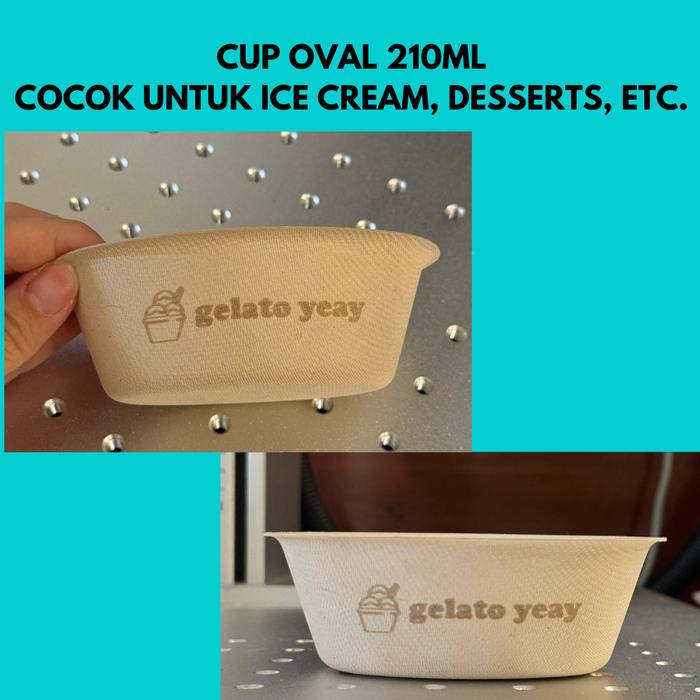 Gambar BAGASSE BOX CUSTOM LOGO (Tidak Bisa Batal atau Retur) Sugarcane Lunch Box Tempat Makan Serat Tebu Kotak Kue Kotak Makan Ramah Lingkungan - Cup Oval 210ml dari Glowindo Makmur Abadi undefined Tokopedia