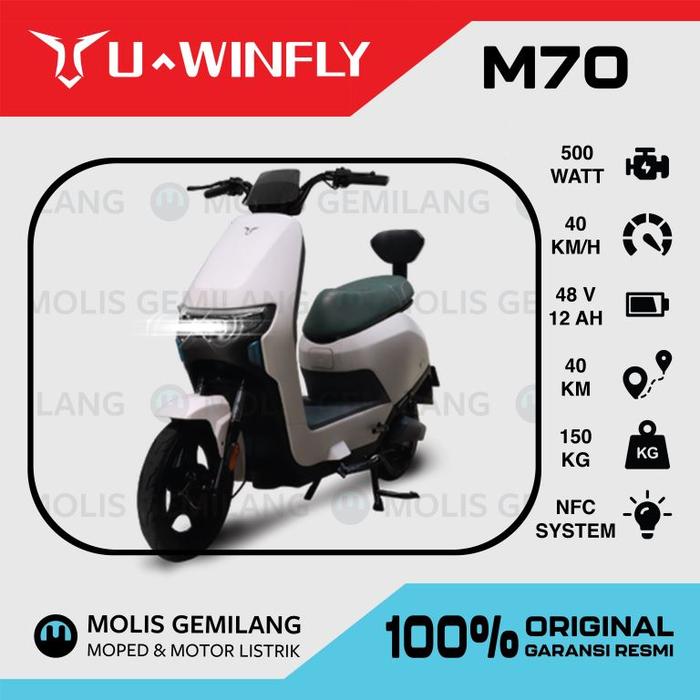 Gambar Sepeda Listrik Uwinfly M70 - Putih dari Molis Gemilang undefined Tokopedia