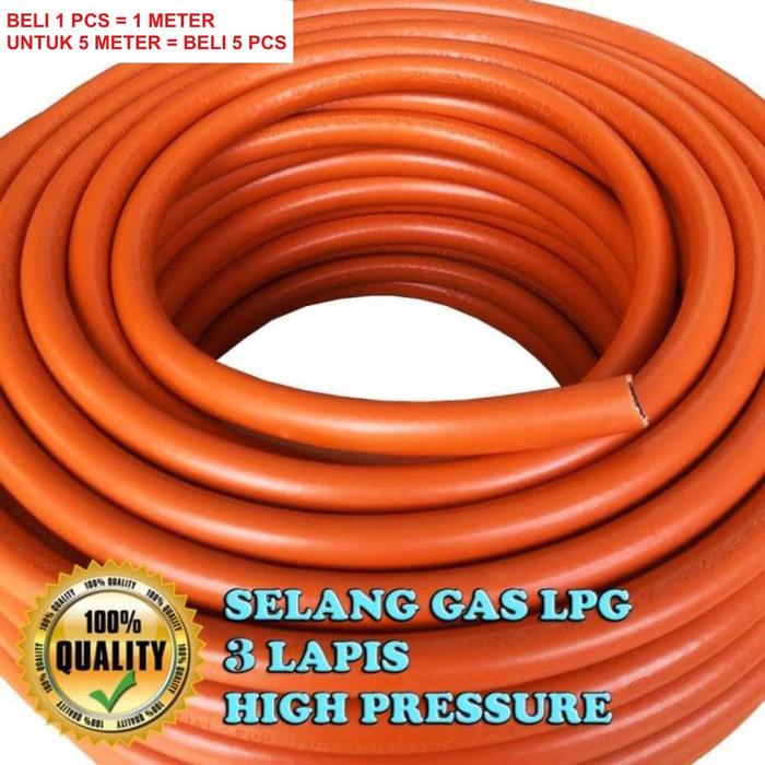 Gambar SELANG GAS LPG 3 LAPIS ORANGE HIGH PRESSURE HARGA PER METER - GAS 3 LAPIS dari Santa45 undefined Tokopedia