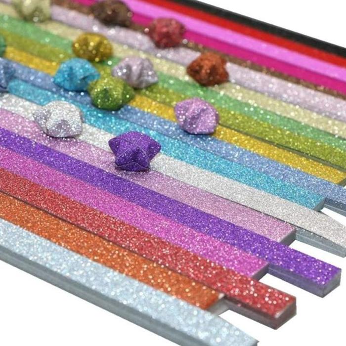 Gambar Isi 360Pcs Kertas Origami Bintang 18 Color Kertas Bintang Glitter - 360pcs dari bagiyos692 undefined Tokopedia