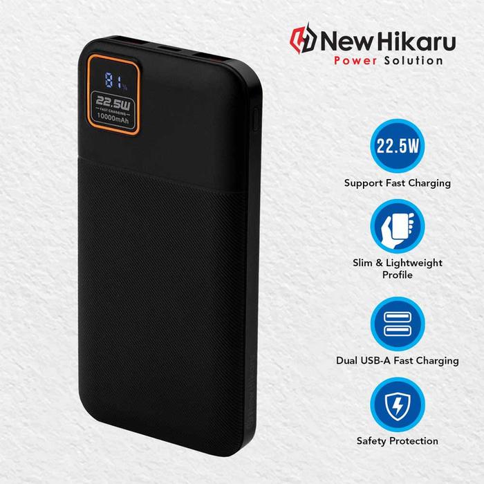 Gambar Hikaru - Slim Powerbank 10.000mAh Fast Charging 22.5w - Black, 10000 mah dari Mulia Premium Acc undefined Tokopedia