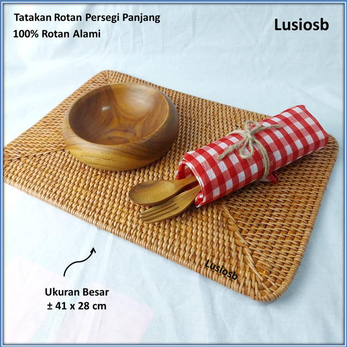 Gambar LusioSB Tatakan Piring Rotan Persegi Panjang / Rattan PlacemaT - Besar (Large) dari LusioSB undefined Tokopedia