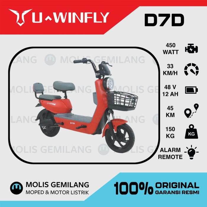 Gambar Sepeda Listrik Uwinfly D7D - Merah dari Molis Gemilang undefined Tokopedia