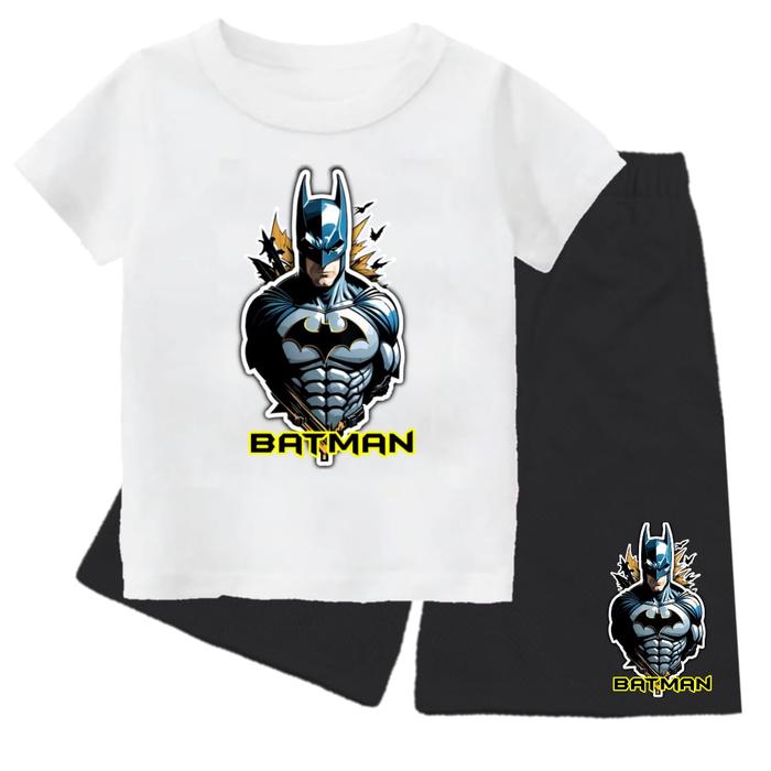 Gambar Stelan Baju Kaos Motif BATMAN 1 Oblong  Lengan Pendek AtasanSet Anak Laki -Laki perempuan Usia 1-13 tahun Kids Anak-Anak - Putih, 2 dari star kids89 undefined Tokopedia