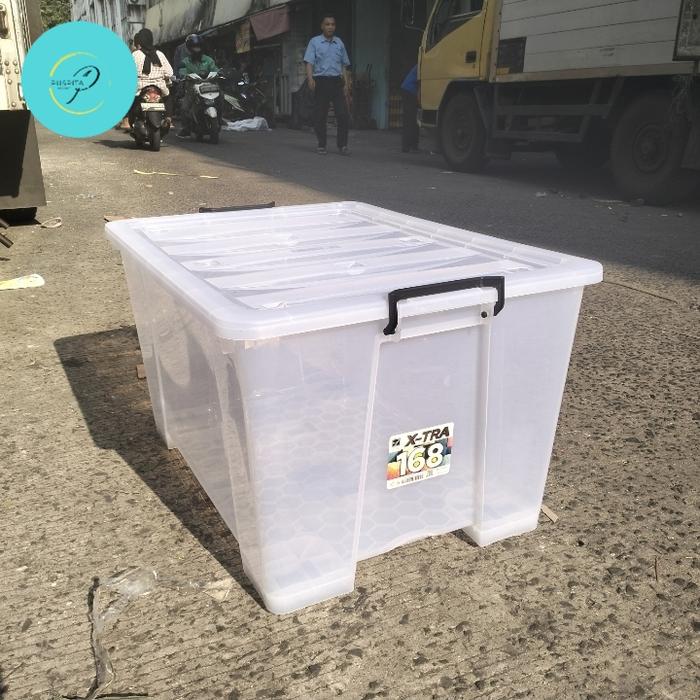 Gambar CONTAINER BOX PLASTIK EZY CLEAR Bahan Tebal BPA FREE Dilengkapi Roda untuk Mobilitas Lebih Mudah Volume 10 Liter hingga 168 Liter - EZY 168 dari puspita perabot undefined Tokopedia