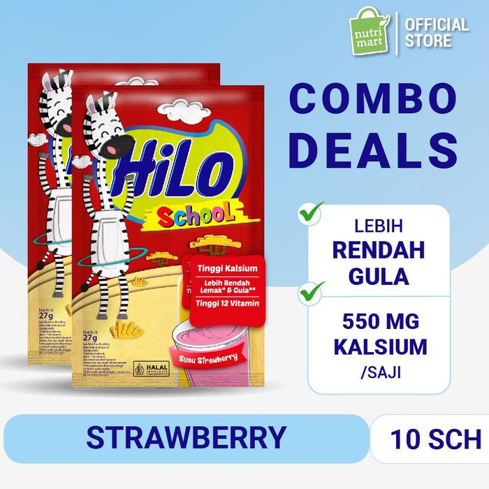 Gambar Twin Pack - HiLo School Susu Strawberry 10 Sachet - Tinggi Kalsium dari olalaolshopq undefined Tokopedia