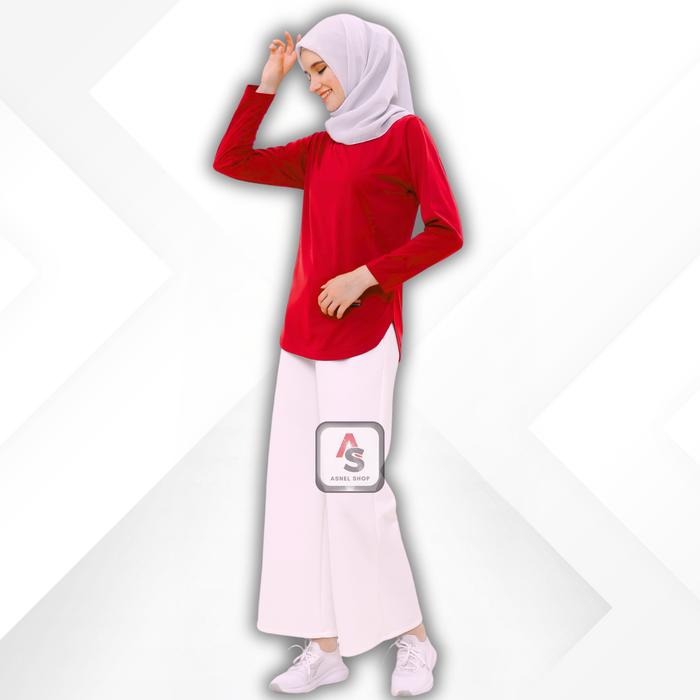 Gambar Atasan Wanita Polos Lengan Panjang Model Oval Bawah M L XL XXL Jumbo Big Size Oversize | Kaos Semi Tunik Cewek Terbaru 2024 #Baju Blouse Perempuan Seragaman Katun Combed 30S T-Shirt Long Sleeve Plain Hijaber Muslimah - Merah, M dari AsnelShop undefined Tokopedia