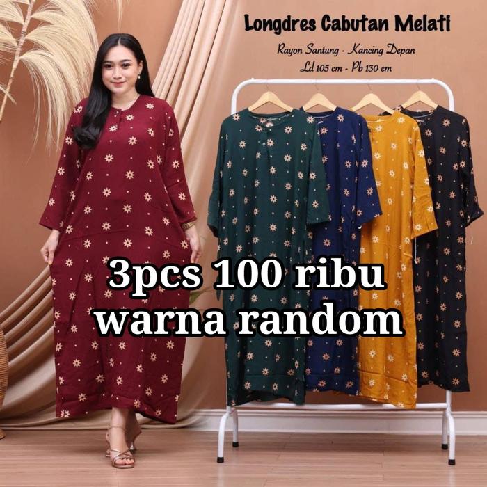 Gambar 100 ribu dapat 3 daster kancing depan lengan panjang busui kekinian - lds melati, satuan/ecer dari ARS BATIK undefined Tokopedia