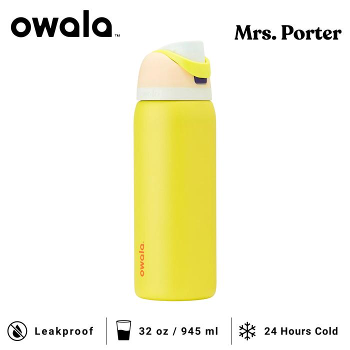 Gambar Owala FreeSip 32-Ounce (945ml) Insulated Stainless-Steel Water Bottle - Lemon Limeade dari Mrs. Porter undefined Tokopedia
