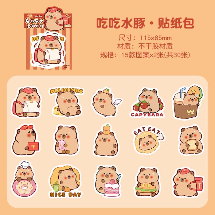 Gambar Stiker Capybara Pack Stiker Kapibara 1pack isi 30lbr MOMO043 - Eat Capybara dari Glowdess undefined Tokopedia