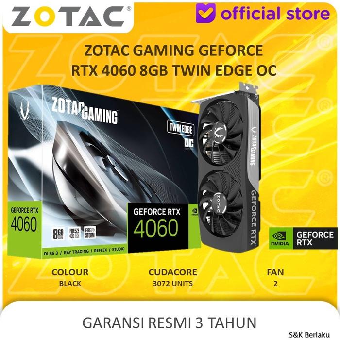 Gambar ZOTAC GAMING GeForce RTX 4060 8GB Twin Edge OC - Gatotkaca Electronics dari Gatotkaca Electronics undefined Tokopedia