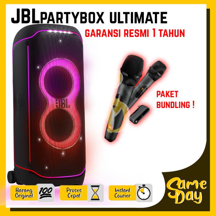 JBL PARTYBOX ULTIMATE SPEAKER PARTY BOX GARANSI RESMI ORIGINAL OVER 1000  WATT POWER OUTPUT Mic JBL
