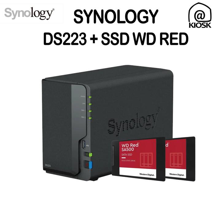 Gambar Synology DS223 / Diskstation 2 Bay NAS Server / Paket HDD SSD - 2x 2TB SSD Red dari @kiosk undefined Tokopedia