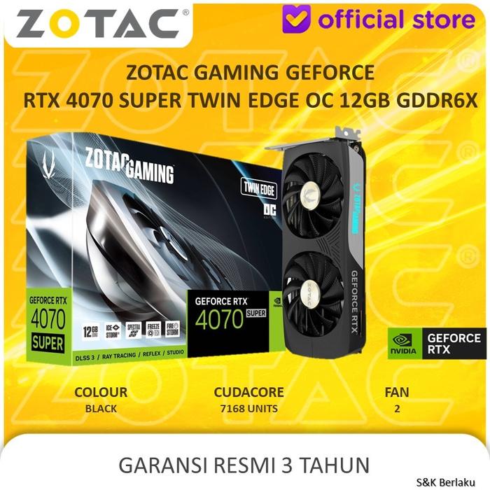 Gambar ZOTAC GAMING GeForce RTX 4070 SUPER Twin Edge OC 12GB GDDR6X - Gatotkaca Electronics dari Gatotkaca Electronics undefined Tokopedia