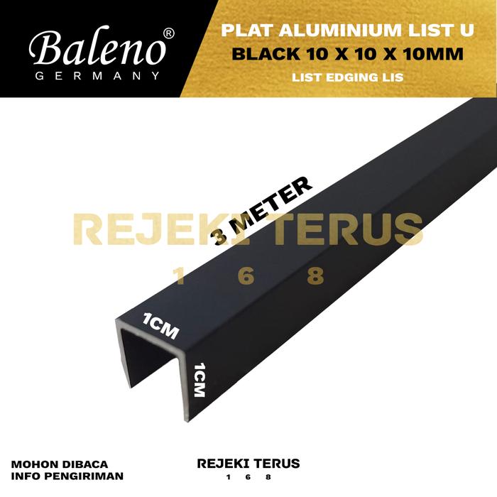 Jual Plat Aluminium List U BLACK 1 x 1 x 1 cm HITAM Edging Lis Interior ...