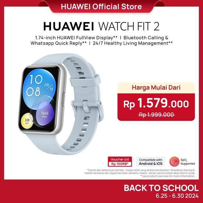 Gambar HUAWEI WATCH FIT 2 | 1.74”AMOLED | Bluetooth Call | Smart Fitness - BLUE dari Huawei Indonesia undefined Tokopedia