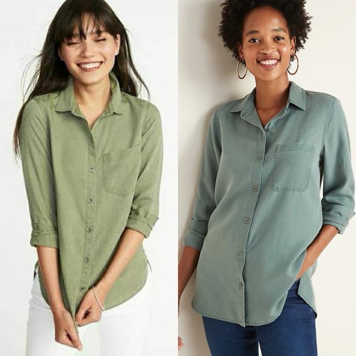 Gambar Oldny Relaxed Tencel Shirt Denim Kemeja Wanita Lengan Panjang Polos - Green Random, XS dari Self Upgrade undefined Tokopedia