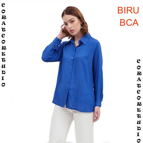 Gambar Blouse Kemeja Wanita 99 WARNA Panjang Polos BIRU BCA ELEKTRIK Rayon - XS, WANITA PANJANG dari CORATCORETUDIO SHOP undefined Tokopedia