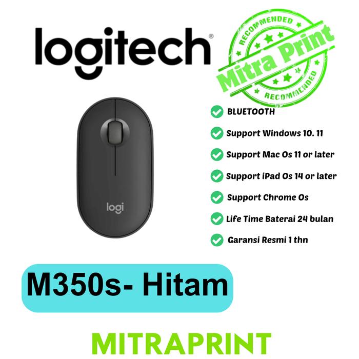 Gambar Logitech Pebble 2 M350s Mouse Wireless Bluetooth Slim Silent - Hitam dari MitraPart Store undefined Tokopedia