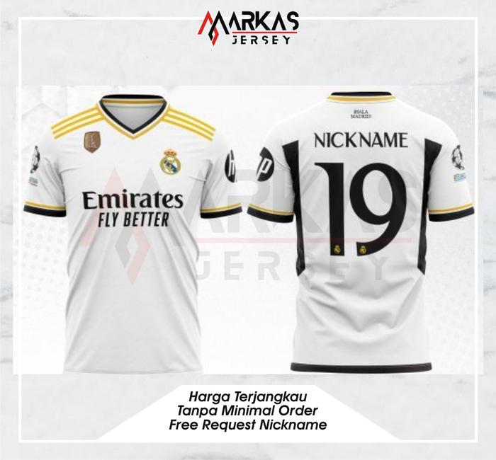 Gambar JERSEY BAJU KAOS REAL MADRID TERBARU 2024 2025 TERBARU 2024 FULL PRINTING BISA REQUEST NAMA - ATASAN HOME, XXL dari Markasjersey.Tokopedia undefined Tokopedia