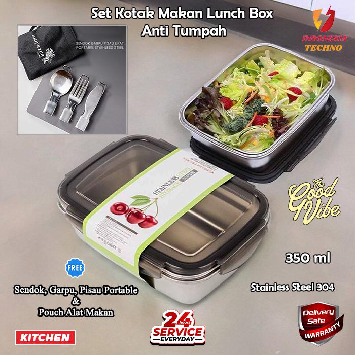 Gambar 【Stainless 304】set lunch box 850ml anti tumpah free sendok garpu pisau lipat portable + pouch alat makan tempat makan anak anti tumpah kotak bekal anti tumpah tumpah kotak bekel makan siang Lunch Box Set Kotak Bekal Makan BISA COD PERALATAN ALAT MAKAN - Lunch Box 350ml dari Indonesia Techno undefined Tokopedia