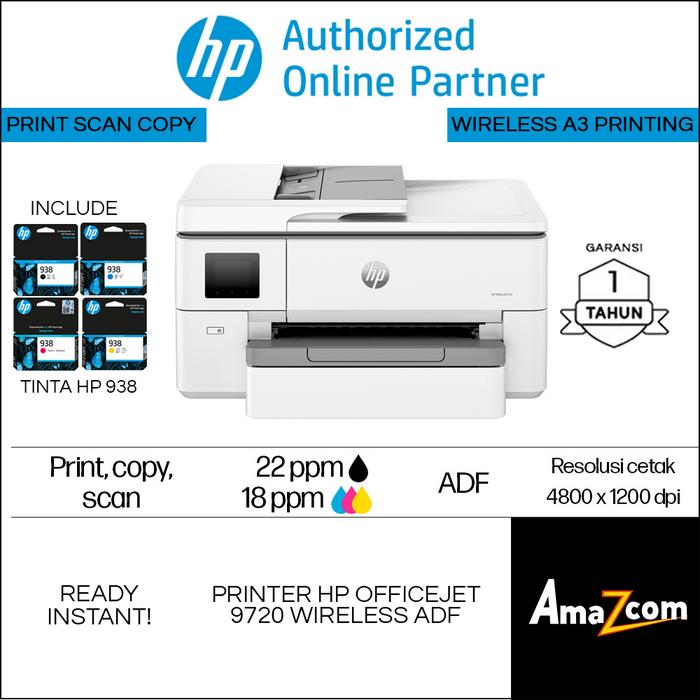 Gambar Printer HP 9720 Office Jet A3 Print Scan Copy ADF Wireless All in One - 9720 dari Amazcom undefined Tokopedia