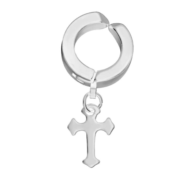 Gambar ANTING JEPIT TITANIUM SALIB - SILVER dari DEZZURI ORIGNS undefined Tokopedia