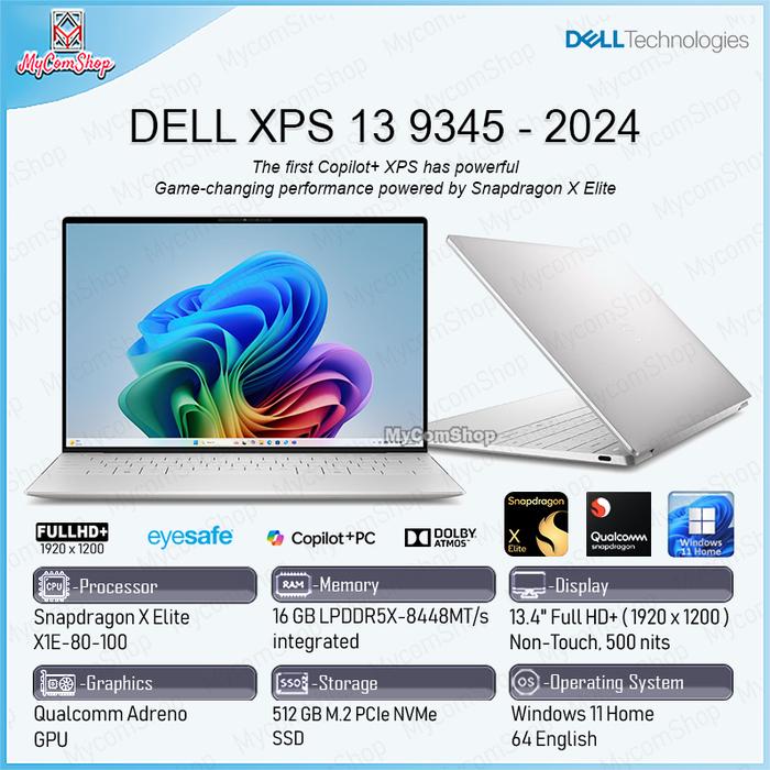 Jual DELL XPS 13 9345 SNAPDRAGON X ELITE X1E-80-100 16GB RAM 512GB SSD ...