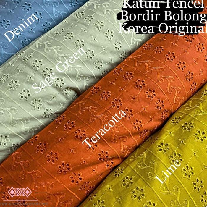 Gambar [KODE. Q85S] Kain Katun Tencel Bordir Bolong Jepang Motif Original 100 - Sage Green dari ideivystore undefined Tokopedia
