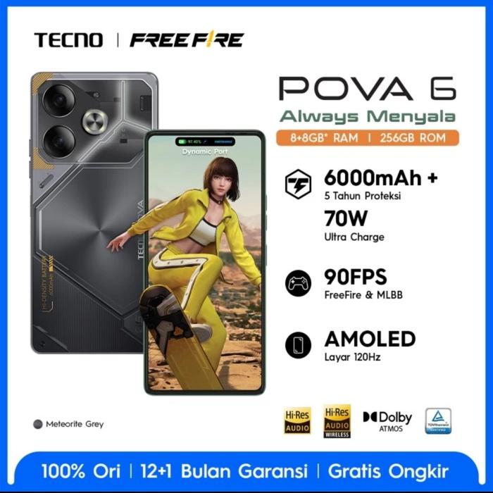 Gambar Tecno Pova 6 8/256 Gb - New Garansi Resmi - Grey dari Ge2gadget undefined Tokopedia