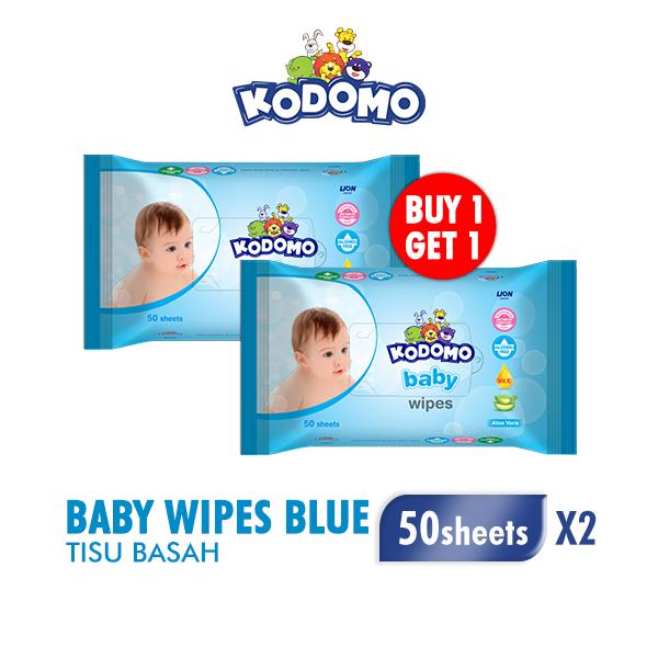 Gambar Buy1Get1 Kodomo Baby Tisu Basah 50 sheets - Classic Blue dari Wings Indonesia undefined Tokopedia