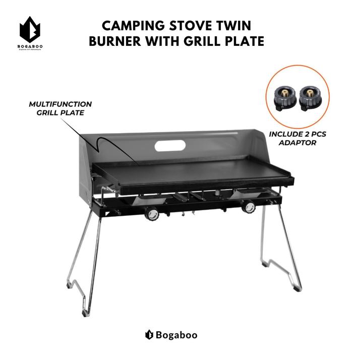 Gambar Kompor Camping Dhaulagiri Twin Burner With Grill Plate - Kompor Lipat - Abu-abu dari EL ADVENTURE_NEW undefined Tokopedia