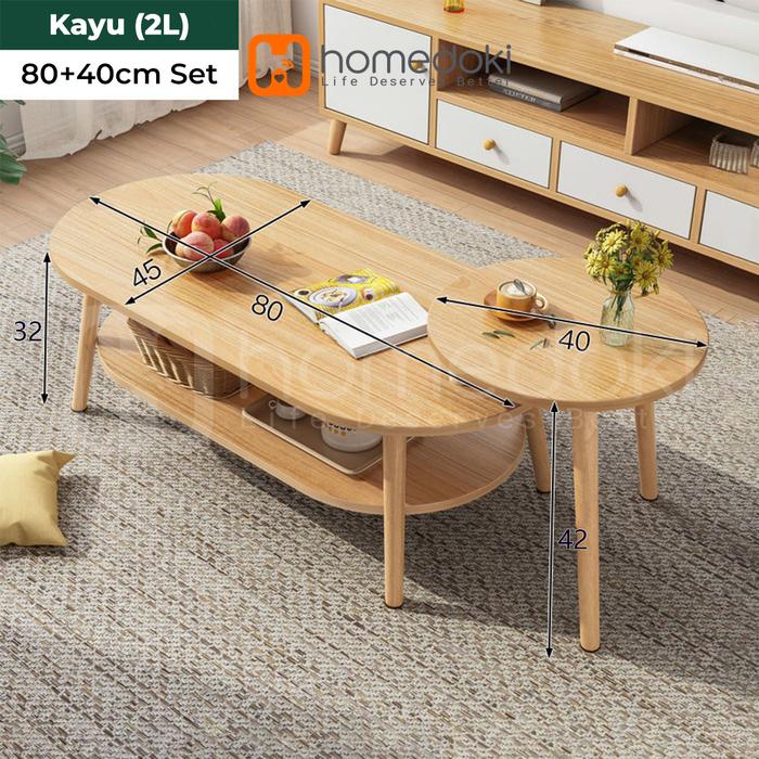 Gambar Homedoki Meja Tamu Minimalis / Meja Kopi / Coffee table / meja kayu / meja makan - L-Kayu dari Homedoki Store undefined Tokopedia