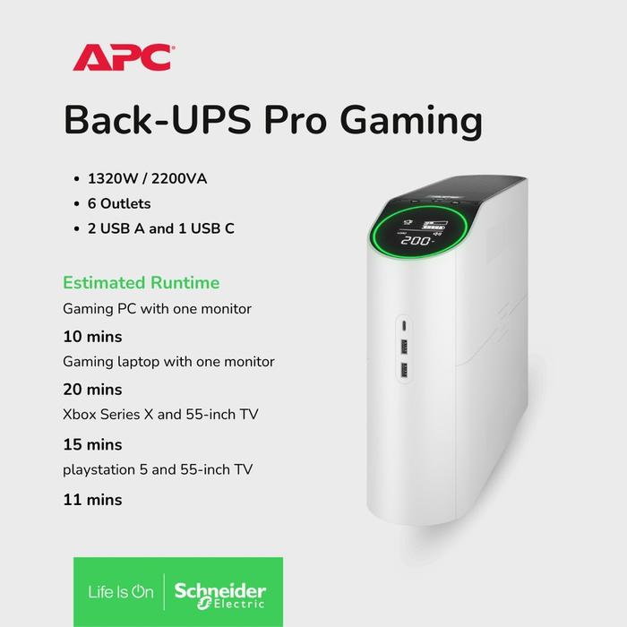 Gambar UPS APC Back-UPS Pro Gaming Sinewave BGM2200-MSX BGM2200B-MSX - Putih dari Gaming Plus Store Kota Surabaya Tokopedia