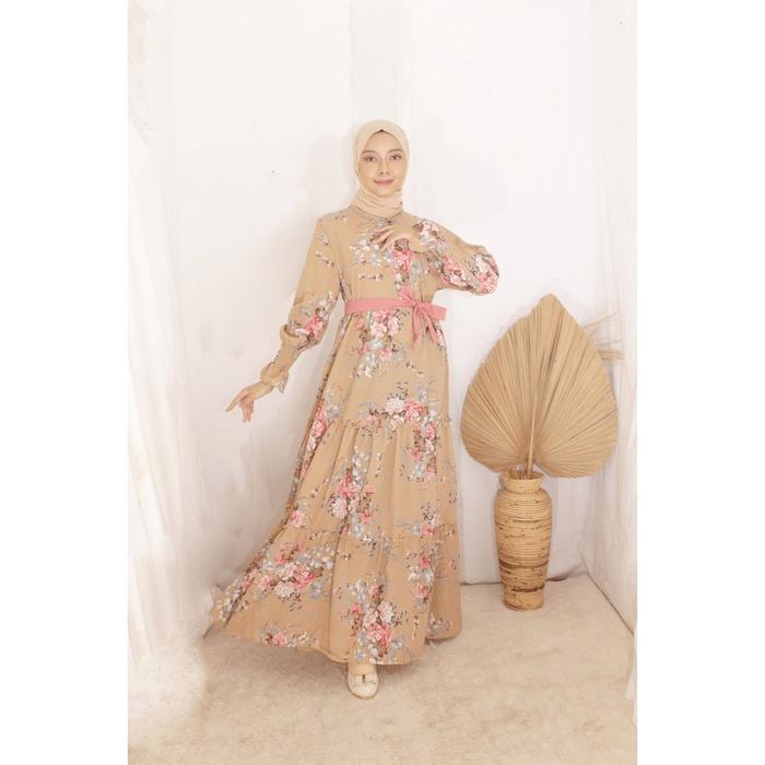 Gambar Humaira Maxi Dress Kekinian Terbaru Bahan Wolfice Motif Bunga Fashion Muslim Zipper Depan Busui Frendly Free Belt Simple Mewah - Coksu, M dari Mydearstore undefined Tokopedia