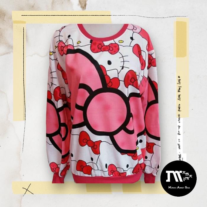 Gambar [DEWASA] Sweater Crewneck Sweatshirt Bangkok Full Print Sanrio Hello Kitty Teddy Bear Flower N19-N27 - N19, M dari Masami MAS undefined Tokopedia