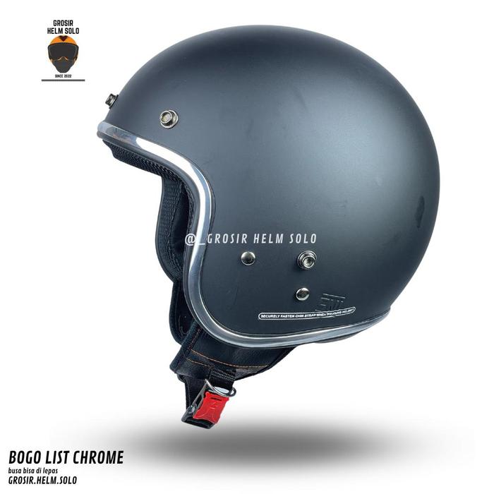 Gambar Helm Bogo Dewasa List Chrome Retro Warna Solid Terbaru Sni - HITAM DOFF, HELM SAJA dari aris trisetyo undefined Tokopedia