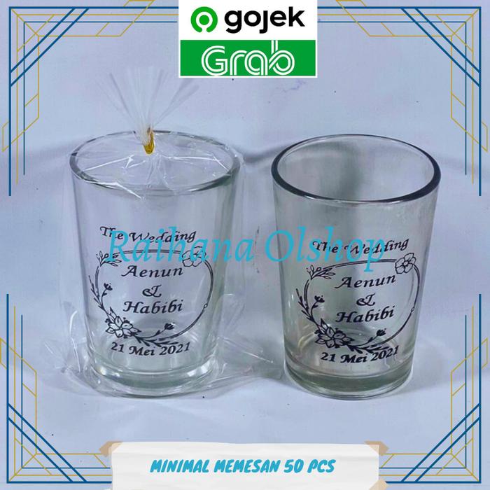 Gambar Souvenir Pernikahan Ultah dan Khitanan Gelas Jamu/Lu Custom Sablon Nama Harga Untuk 1 PCS - Plastik dari raihanasouvenir undefined Tokopedia