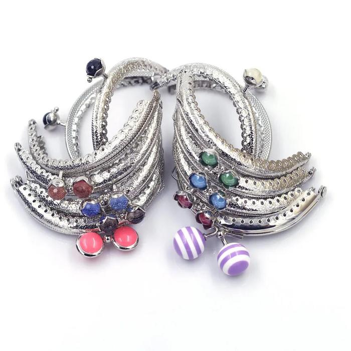 Gambar 10Pcs Mixed Random Silver Tone Arch Metal Purse Frames Clasps Clutch Handles Buckles DIY Handbag Accessories Sewing Holes 8.5cm dari Krioscity undefined Tokopedia