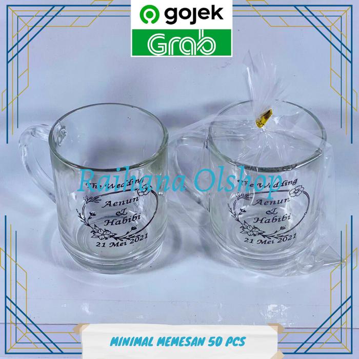 Gambar Souvenir Pernikahan Ultah dan Khitanan Gelas CL Lurus Custom Sablon Nama Harga Untuk 1 PCS - Plastik dari raihanasouvenir undefined Tokopedia